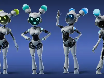 Rob-0-Girl Low-poly 3D model