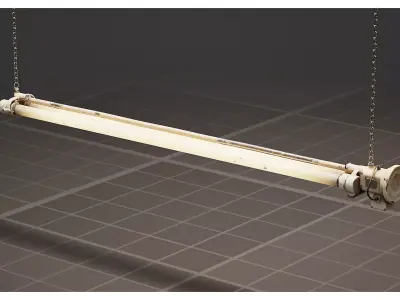 Vintage Factory Fluorescent Ceiling Lamp 3D model