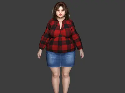 AAA 3D REALISTIC FAT GIRL CHARACTER - CASUAL OUTFIT Low-poly 3D model