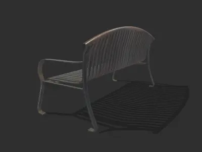 Bench 09 Low Poly PBR Realistic Low-poly 3D model