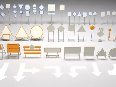 Road Signs - 51 pieces 3D model