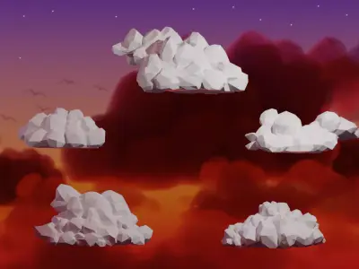 Low Poly Cumulus Clouds Pack 2 3D model
