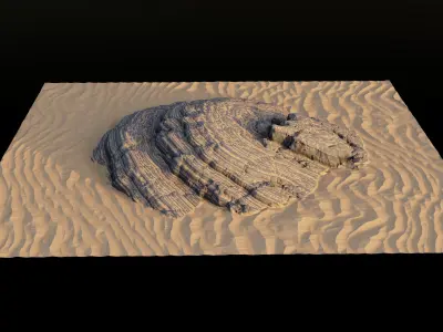 High-Poly Sandy Rock Formation Landscape Model Low-poly 3D model