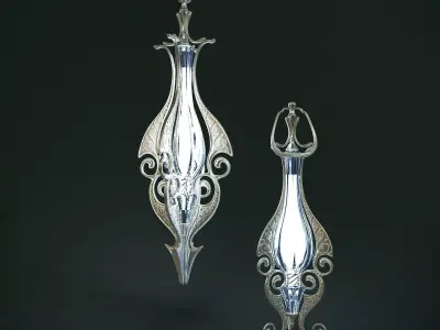 Set of two elven lamps hanging and portable 3D model