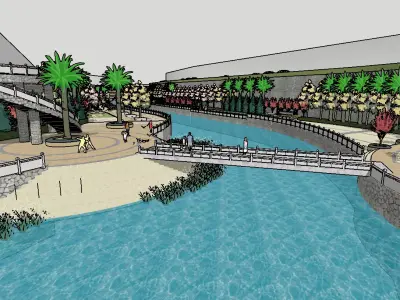 urban stream landscape 3D model