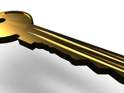 Door key 3D model Low-poly 3D model