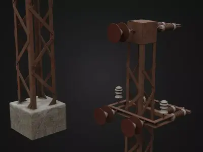 Old Rusty Soviet Transmission Tower Low-poly 3D model