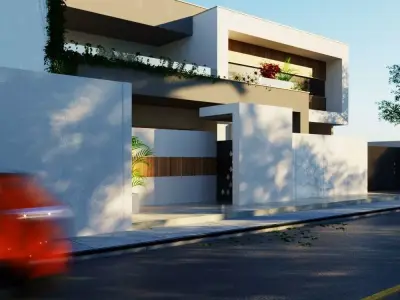 3D Model Modern Two-Story House Low-poly 3D model