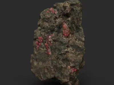 Low Poly Red Gem Mineral Rock 210823 Low-poly 3D model
