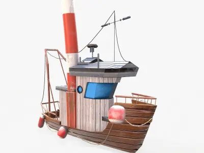 Cartoon Mini Boat 3 Low-poly 3D model