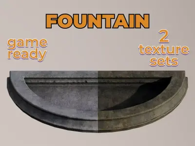 Old Dirty Moldy Concrete Water Fountain Low-poly 3D model