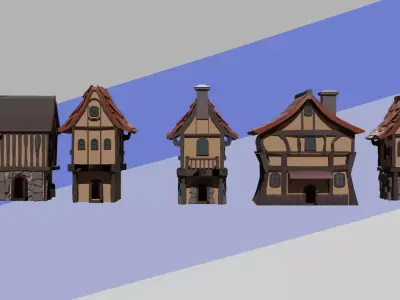 Fantasy Medieval Buildings Pack Free low-poly 3D model