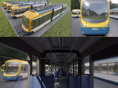 RNV 8 Tram Set  Low-poly 3D model