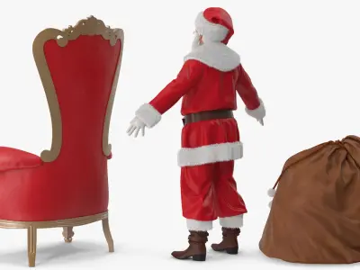  Santa Claus with a Bag and a Throne Chair 2 