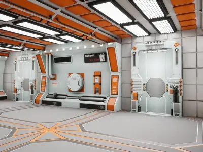 SciFi Modular Level Low-poly 3D model