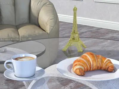  Parisian Breakfast with Croissant and Coffee 