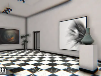 Gallery - modular interior Low-poly 3D model