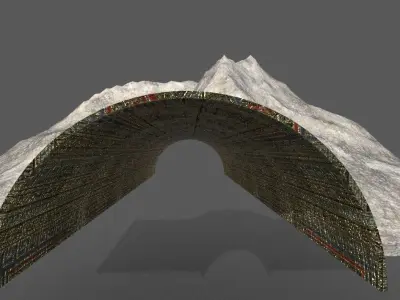 mountain and tunnel 3d model Low-poly 3D model