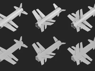 Sci Fi Missile Blade - series Kit Low-poly 3D model