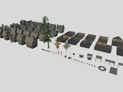 Medieval Houses and Props - Game Props Low-poly 3D model