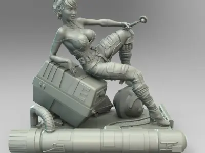 Star Wars Pin Up Sexy Rebel Pilot and Gonk Droid 3D print model