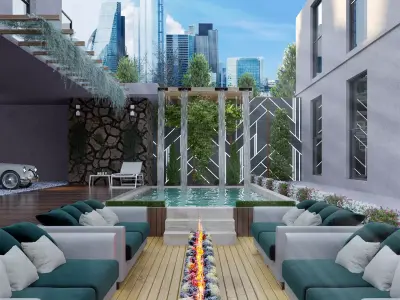 Modern Backyard Landscape Design Realistic Render - 2022 3D model