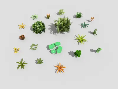 low poly foliage pack Low-poly 3D model