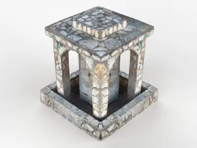 Public Park Fountain Scan Low-poly 3D model