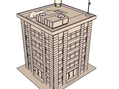 Residential Building - Detailled  Low-poly 3D model