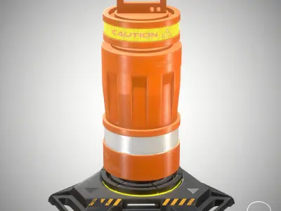 CyberPunk Traffic Drum V1 Game optimized Low-poly 3D model