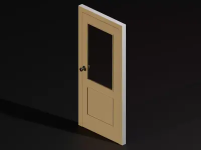 Door with short window Low-poly 3D model