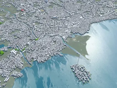 Bandar Lampung Indonesia 25km AI Low-poly 3D model