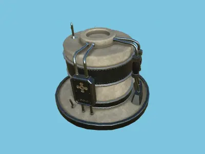 Steampunk Hat 07 Beige Steel - SciFi Character Design Low-poly 3D model