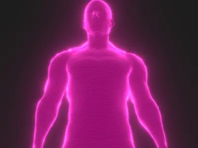 Animated Human Hologram Male 3D Model Low-poly 3D model