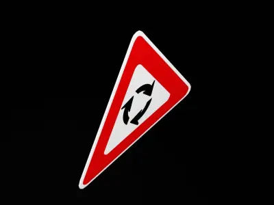 Street Sign Triangle Equilateral Low-poly 3D model