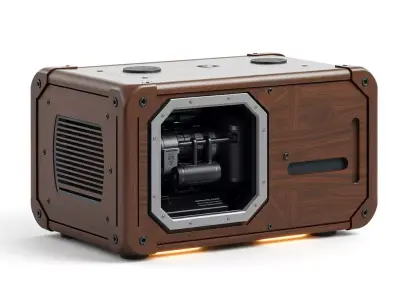 RetroFuturistic Industrial Power Generator Low-poly 3D model