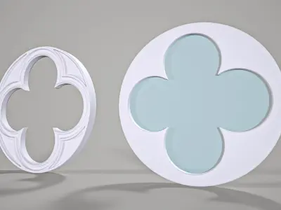 Highpoly Circular Gothic Window Type3 3D model