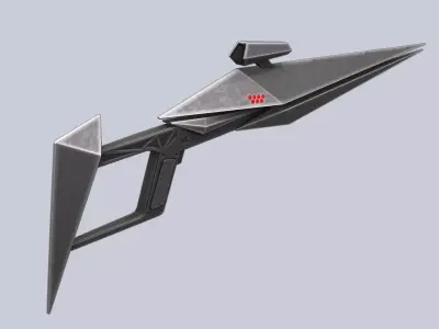 Minimalist scifi gun Low-poly 3D model