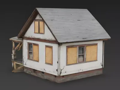 Ruined Craftsman Bungalow 3D Model 3D Model Low-poly 3D model