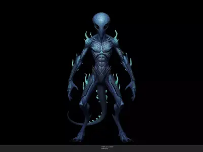 Stylized Alien Character Game Ready - AI Low-poly 3D model