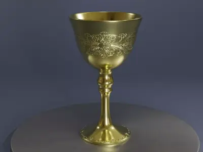 engraved golden trophy with 2k materials Low-poly 3D model