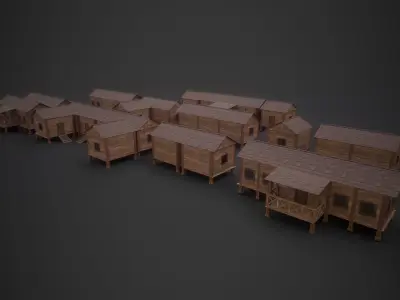 Village Modular Wood House 3D model