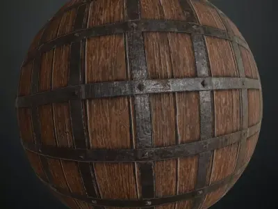 Reinforced Medieval Iron-Bound Wood PBR Texture
