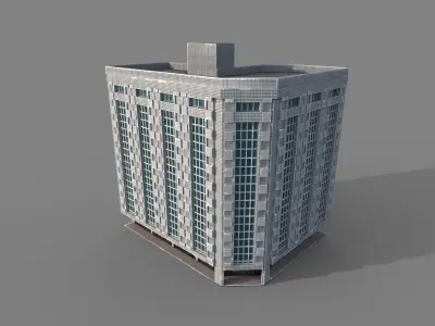 Old High Building 3D model with PBR Texture  Low-poly 3D model