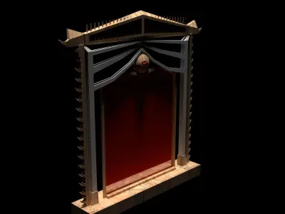 Mirror door with curtain Free low-poly 3D model