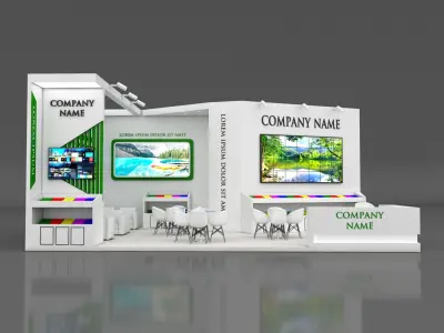 Booth Exhibition Stand Stall 9x6m Height 400 cm 2 Side Open 3D model