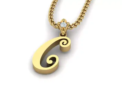 Alphabet V3 Light Gold  Font Pendant C 3D print model