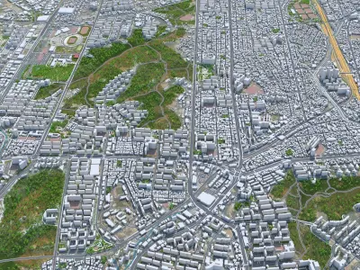 Cheonan Downtown South Korea Low-poly 3D model