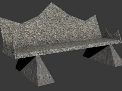 Lowpoly Mistery bench Low-poly 3D model