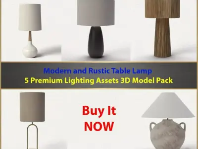 Modern and Rustic Table Lamp - 5 Premium Lighting Assets 3D Model Pack